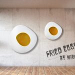 Friet Egg Wall Sculpture - Spiegelei Wanddekoration Wand-Skulptur